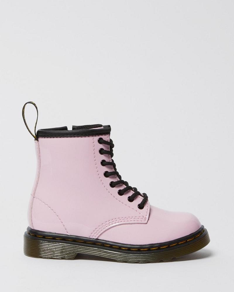 Dr Martens Toddler 1460 Lak Læder Snørestøvler Børn Lyserød | DK 701FDN